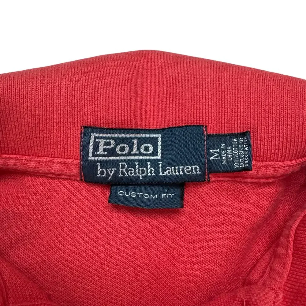 POLO RALPH LAUREN Salmon Pink Pony Custom Fit Short Sleeve Polo Size Medium Mens